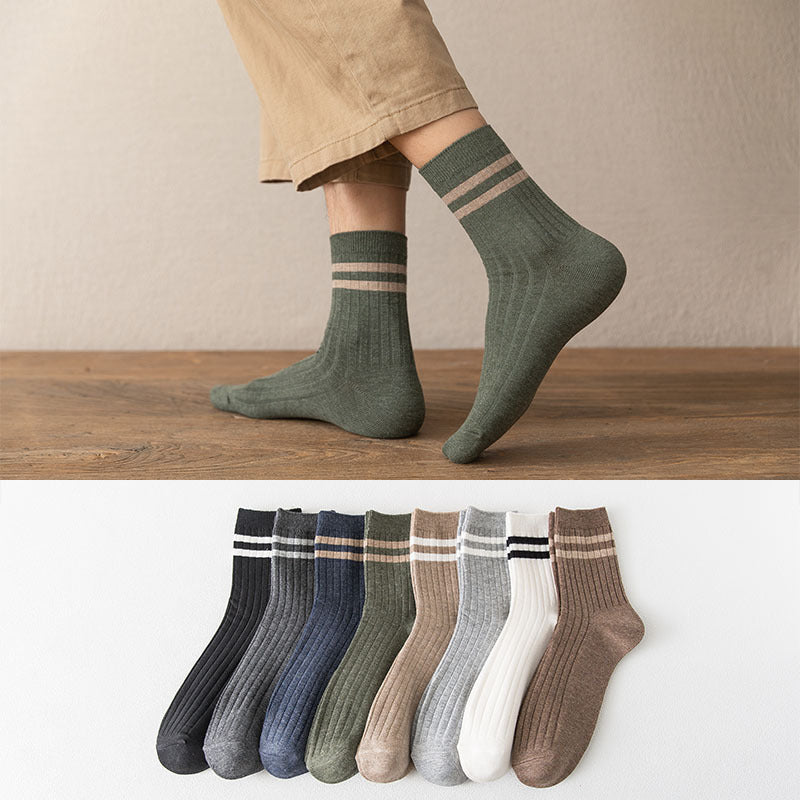 Men's Striped Cotton Crew Socks | Breathable All-Season Everyday