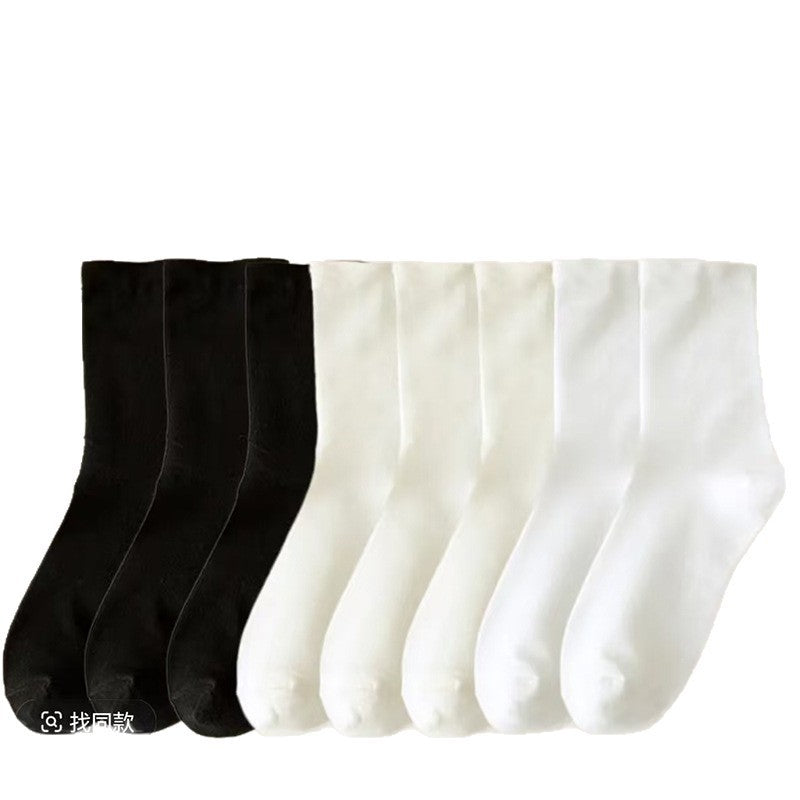 Solid Cotton Slouch Crew Socks for Women | Breathable Mid-Calf