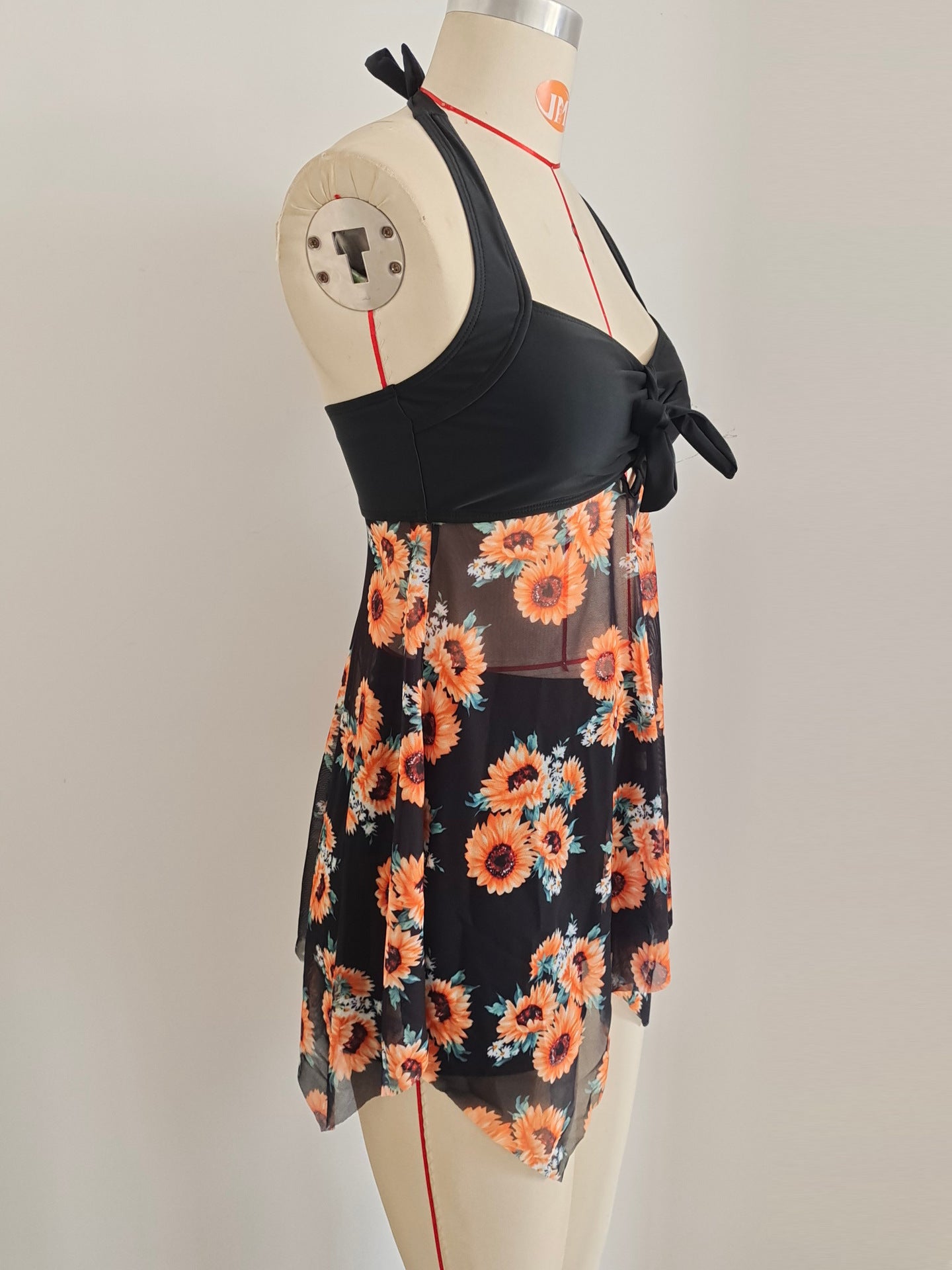 Halter Sunflower Skirted Two-Piece | Women's Beach Swimwear