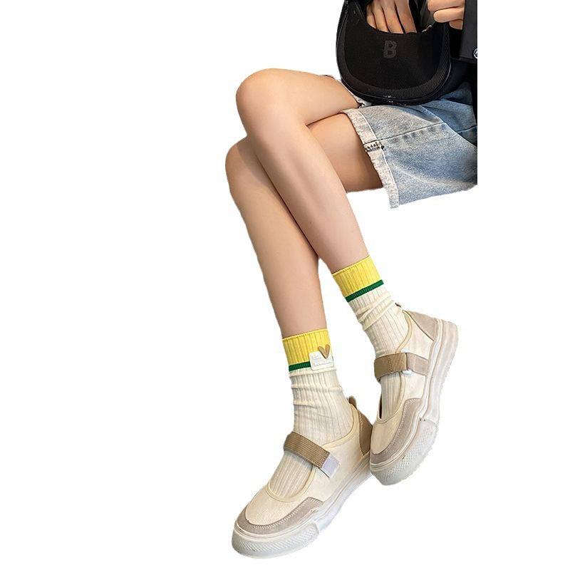 Trendy Colorblock Crew Socks for Women | Dopamine Style