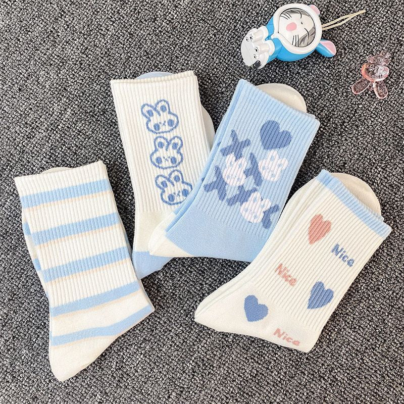 Cute Rabbit Cotton Crew Socks for Women | Casual Patterned Socks