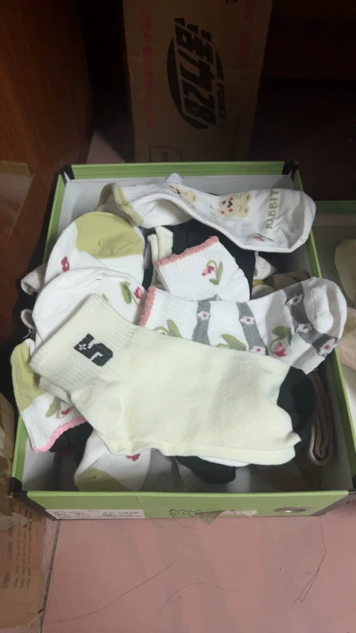 Embroidered Ankle Socks for Women | Black White Cotton Casual Socks