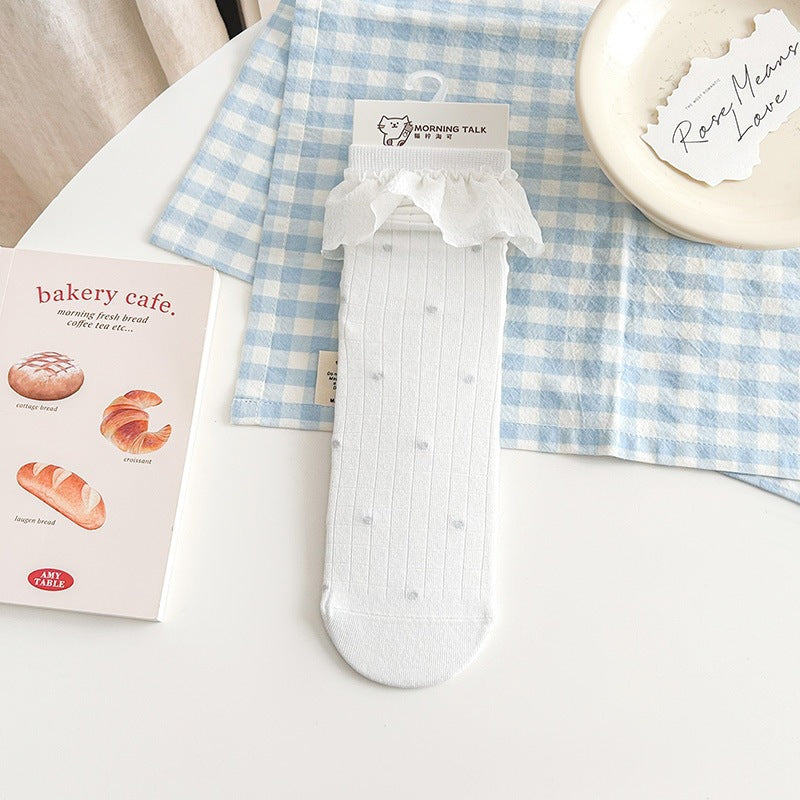 Cute Embroidered Cat Cotton Crew Socks for Women
