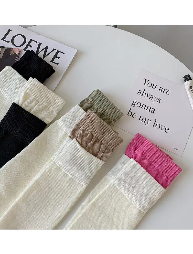 Two-Tone Double Cuff Calf Socks for Women | Slouch Knee High Socks