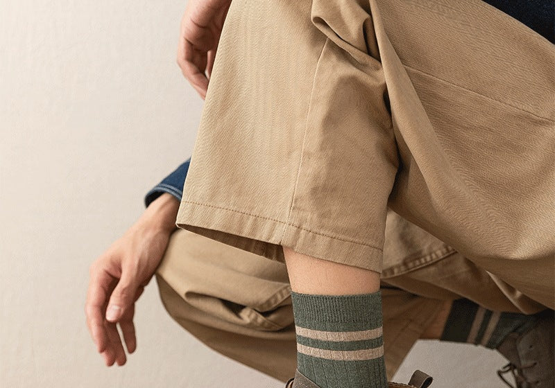 Men's Striped Cotton Crew Socks | Breathable All-Season Everyday