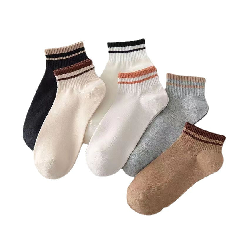 Striped Ankle Socks for Women | Breathable Cotton Casual Summer Socks