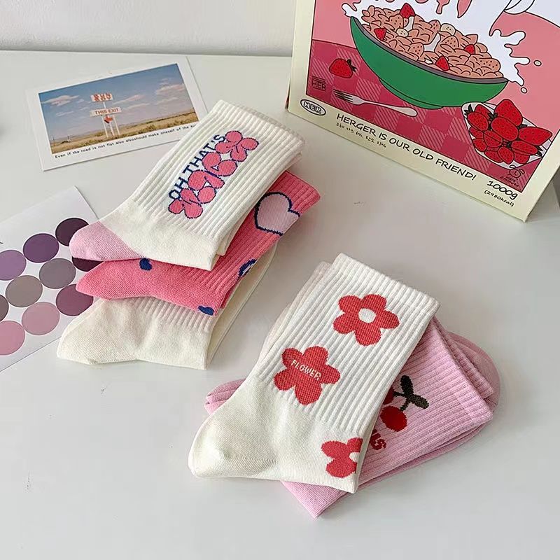 Cute Novelty Crew Socks for Women | Sweet Patterned Cotton Socks