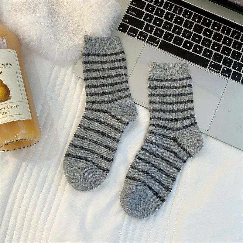 Cozy Striped Crew Socks for Women | Thick Warm Winter Socks