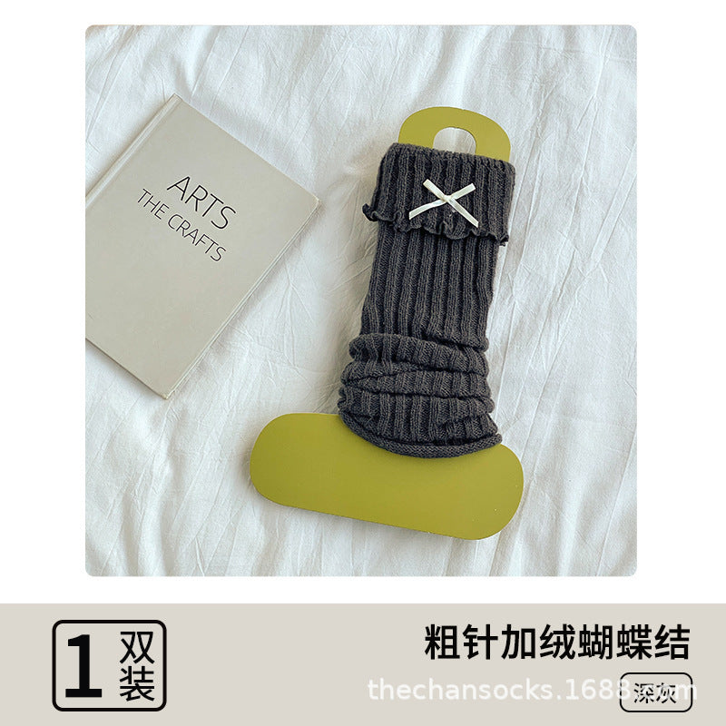 Cozy Ruffled Bow Slouch Socks for Women | Warm Winter JK Socks