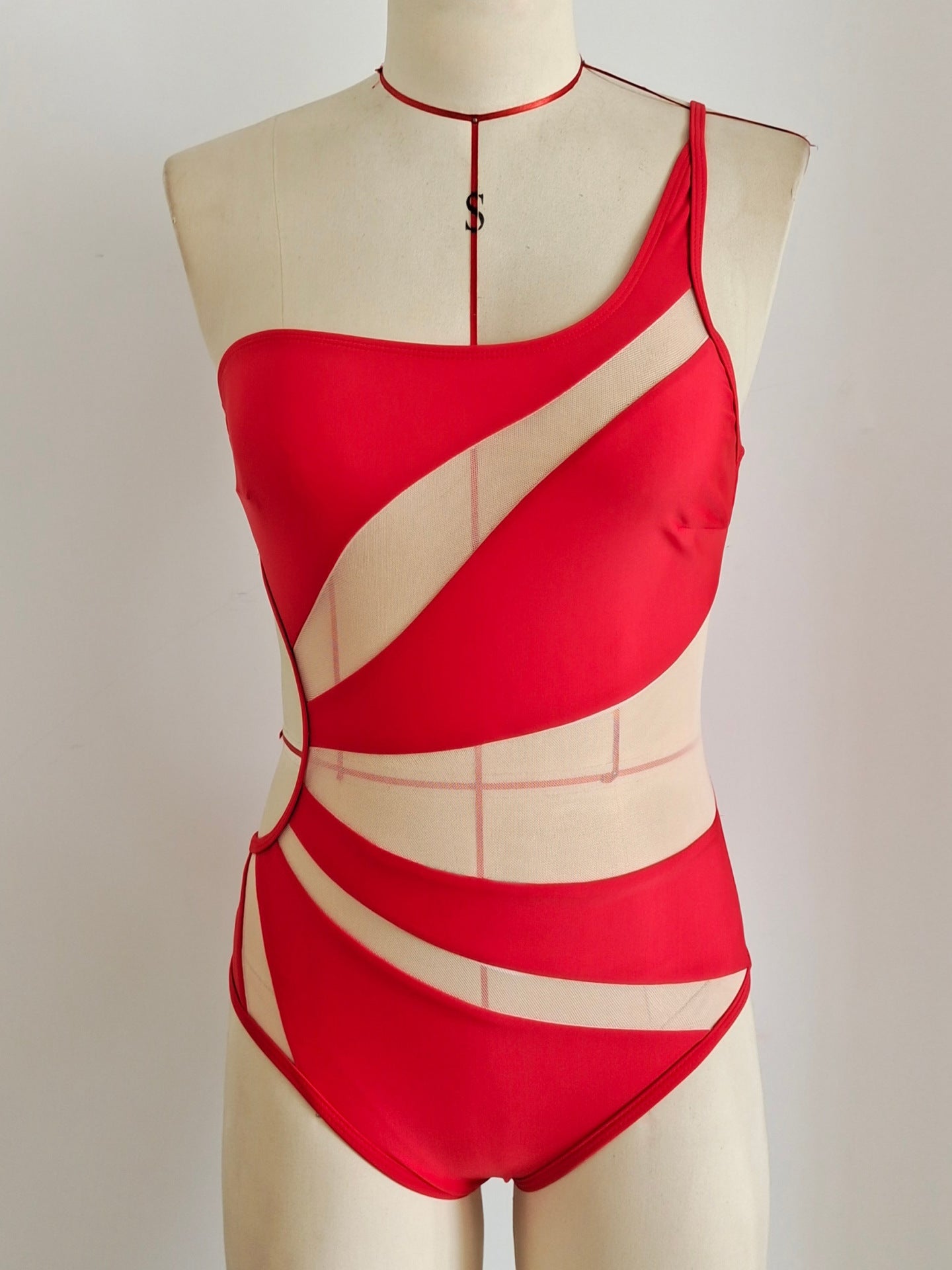 Sexy One-Shoulder Mesh One-Piece Swimsuit | Women's Swimwear