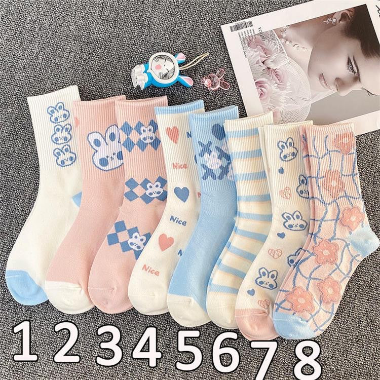 Cute Rabbit Cotton Crew Socks for Women | Casual Patterned Socks