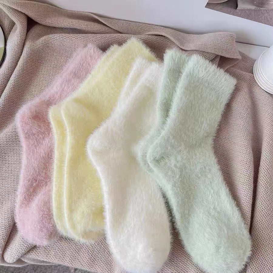 Women's Fuzzy Cozy Crew Socks | Warm Plush Winter Lounge Socks
