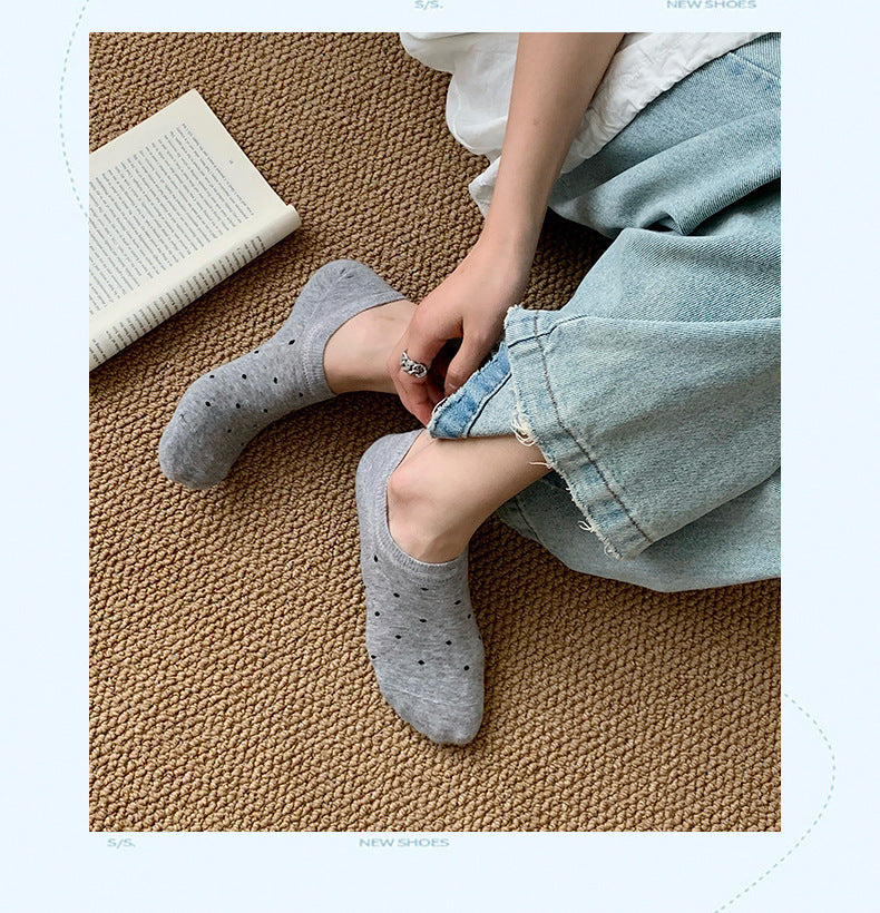 Polka Dot No Show Socks for Women | Breathable Cotton Low Cut