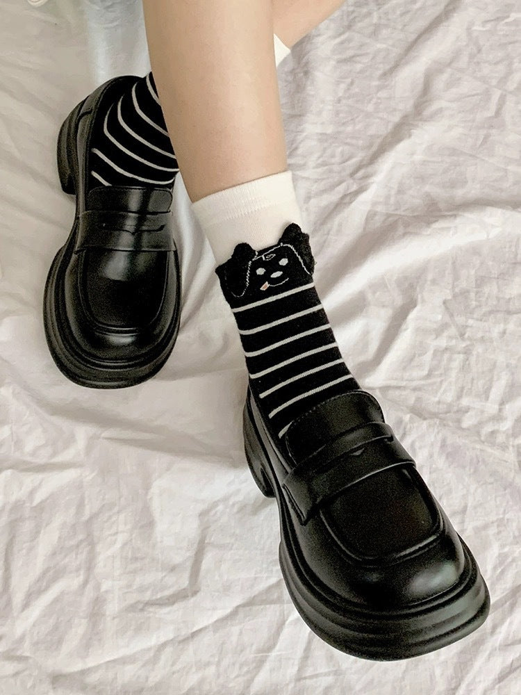 Cute 3D Puppy Cotton Novelty Crew Socks for Women