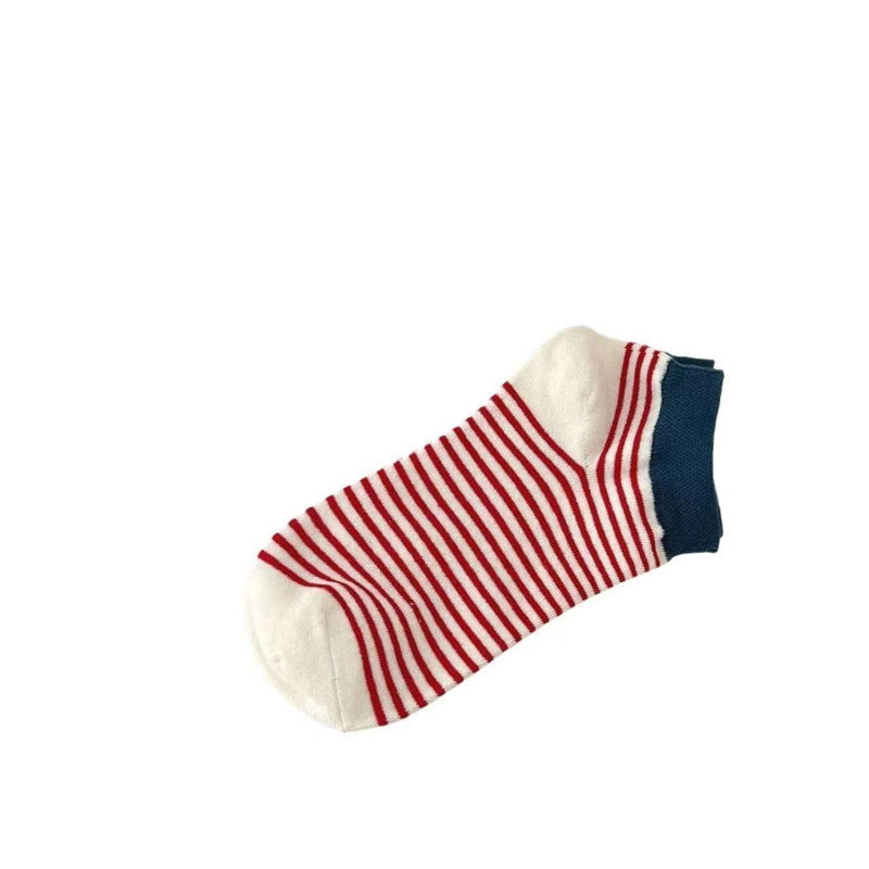 Striped Ankle Socks for Women | Color Block Cotton Casual Socks