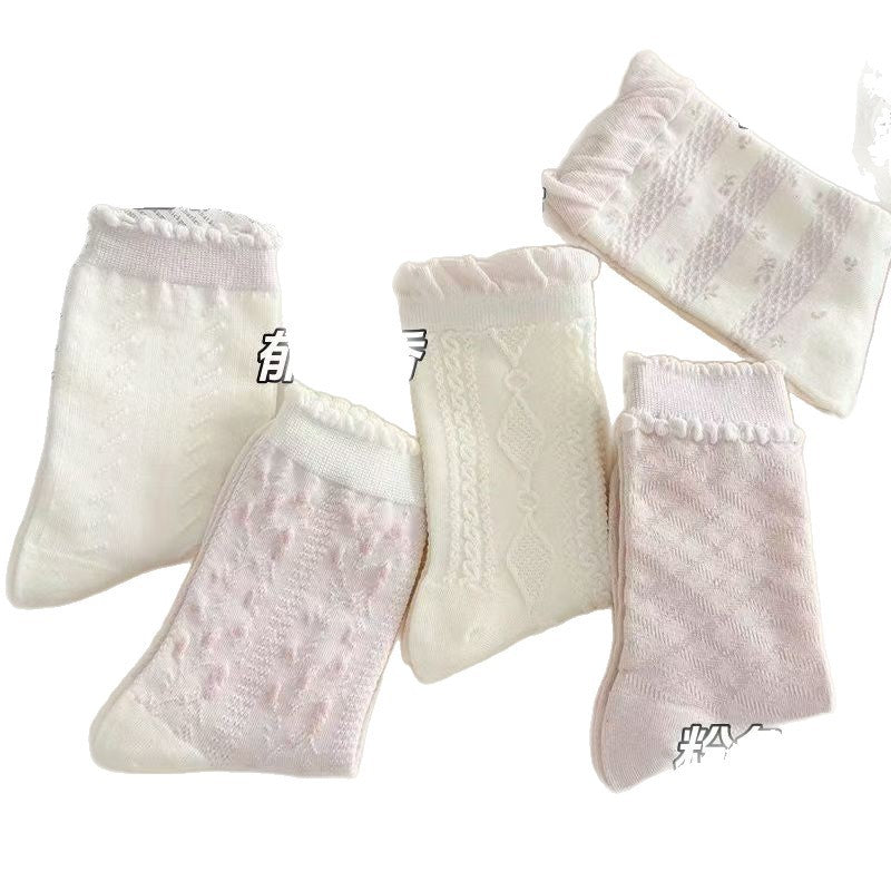 Sweet Patterned Crew Socks for Women | Breathable Cotton Casual Socks