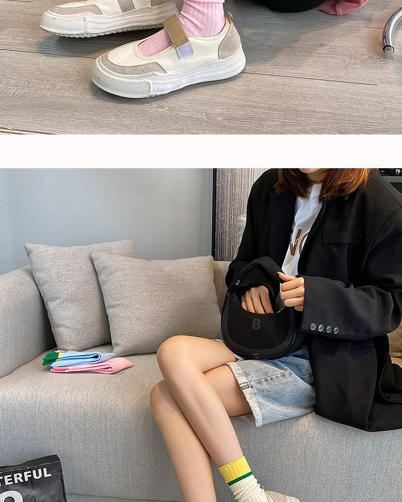 Trendy Colorblock Crew Socks for Women | Dopamine Style
