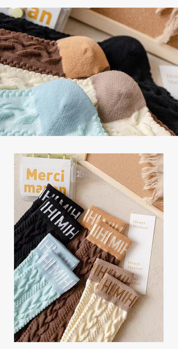 Cable Knit Knee High Socks for Women | Vintage Patterned Socks