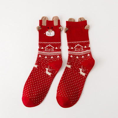 3D Reindeer Christmas Novelty Crew Socks for Women