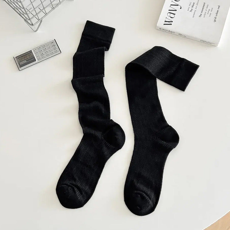 Breathable Mesh Calf Crew Socks | Ballet Miu Style Summer Socks for Women