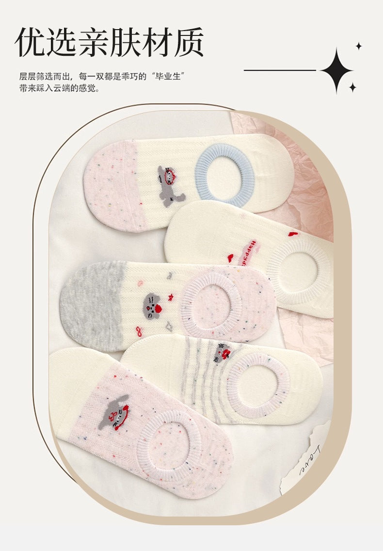 No-Show Socks for Women | Cute Cat Non-Slip Cotton Socks