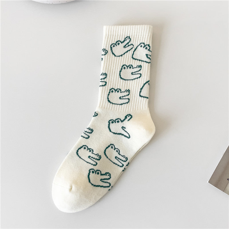 Cute Patterned Crew Socks for Women | Soft Cotton Casual Socks