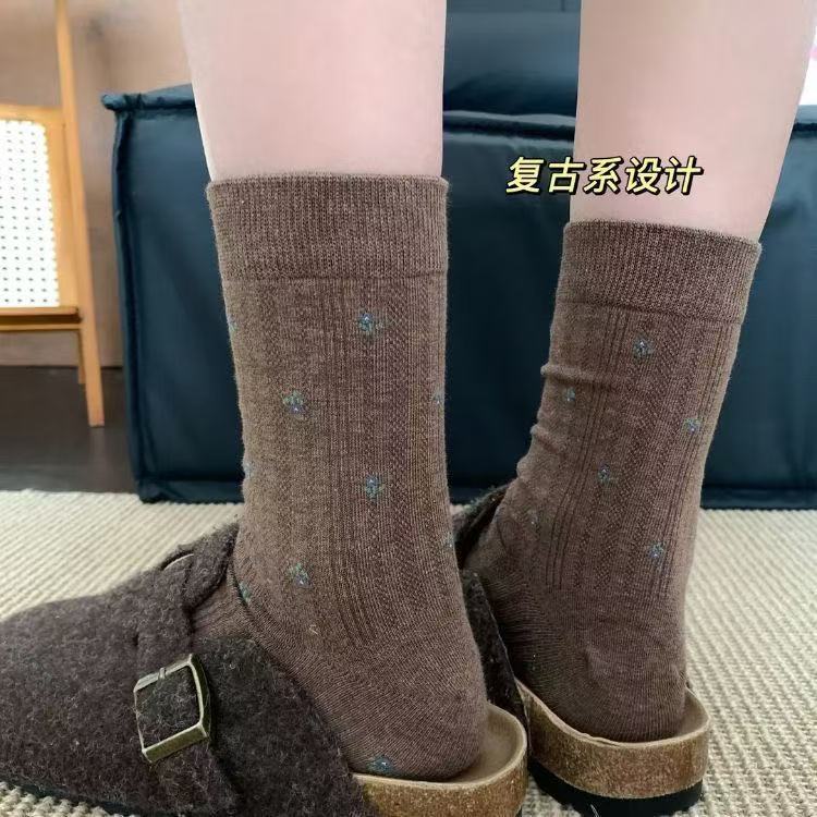 Vintage Floral Crew Socks for Women | Slouch Socks for Birkenstock