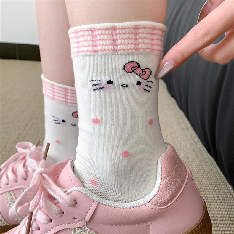 Cute Novelty Crew Socks | Kawaii Cat Print Socks for Women