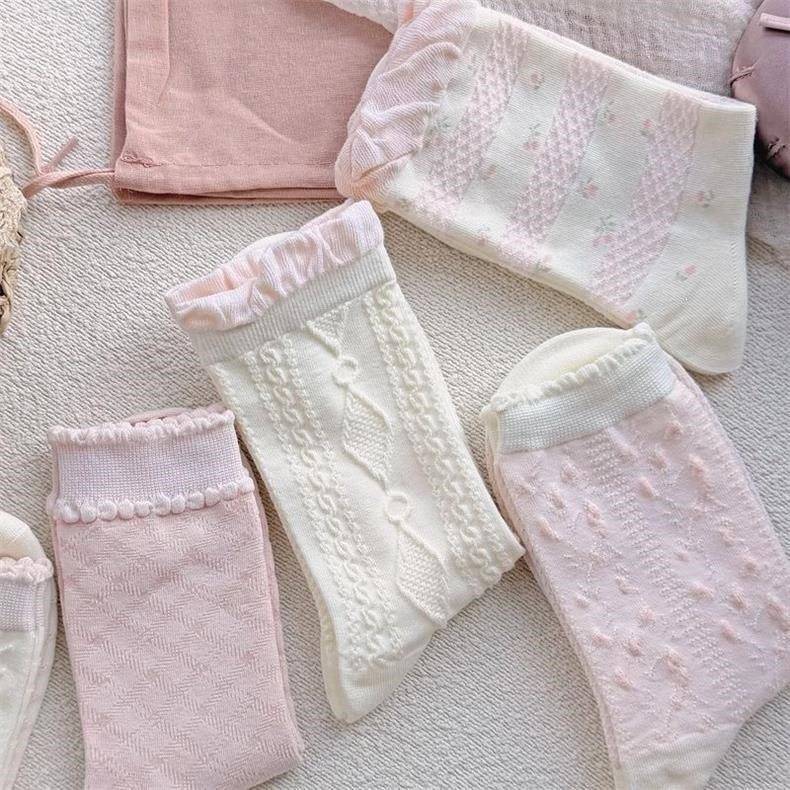 Sweet Patterned Crew Socks for Women | Breathable Cotton Casual Socks