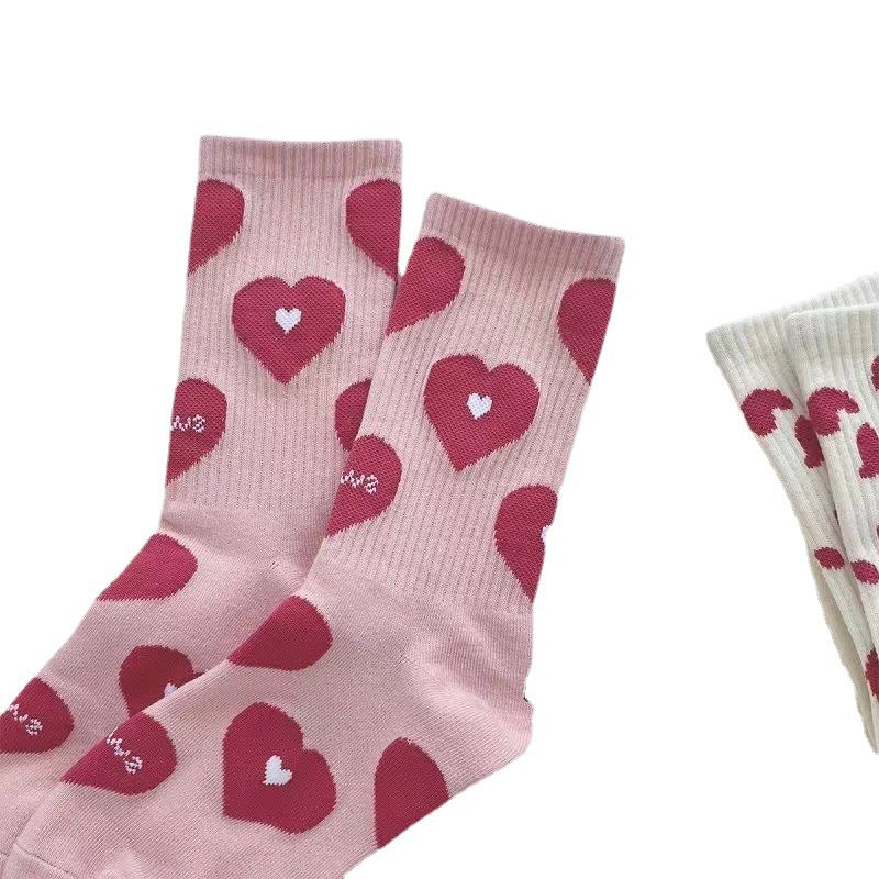 Cute Patterned Pink Crew Socks for Women | Trendy Casual Socks