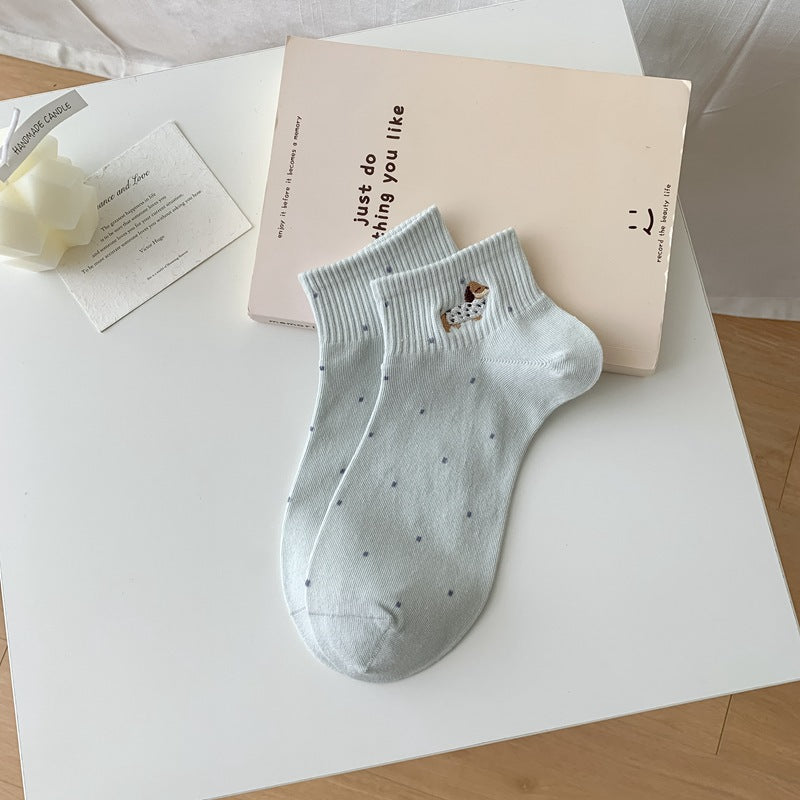 Cute Dachshund Dot Ankle Socks for Women | Breathable Summer Socks