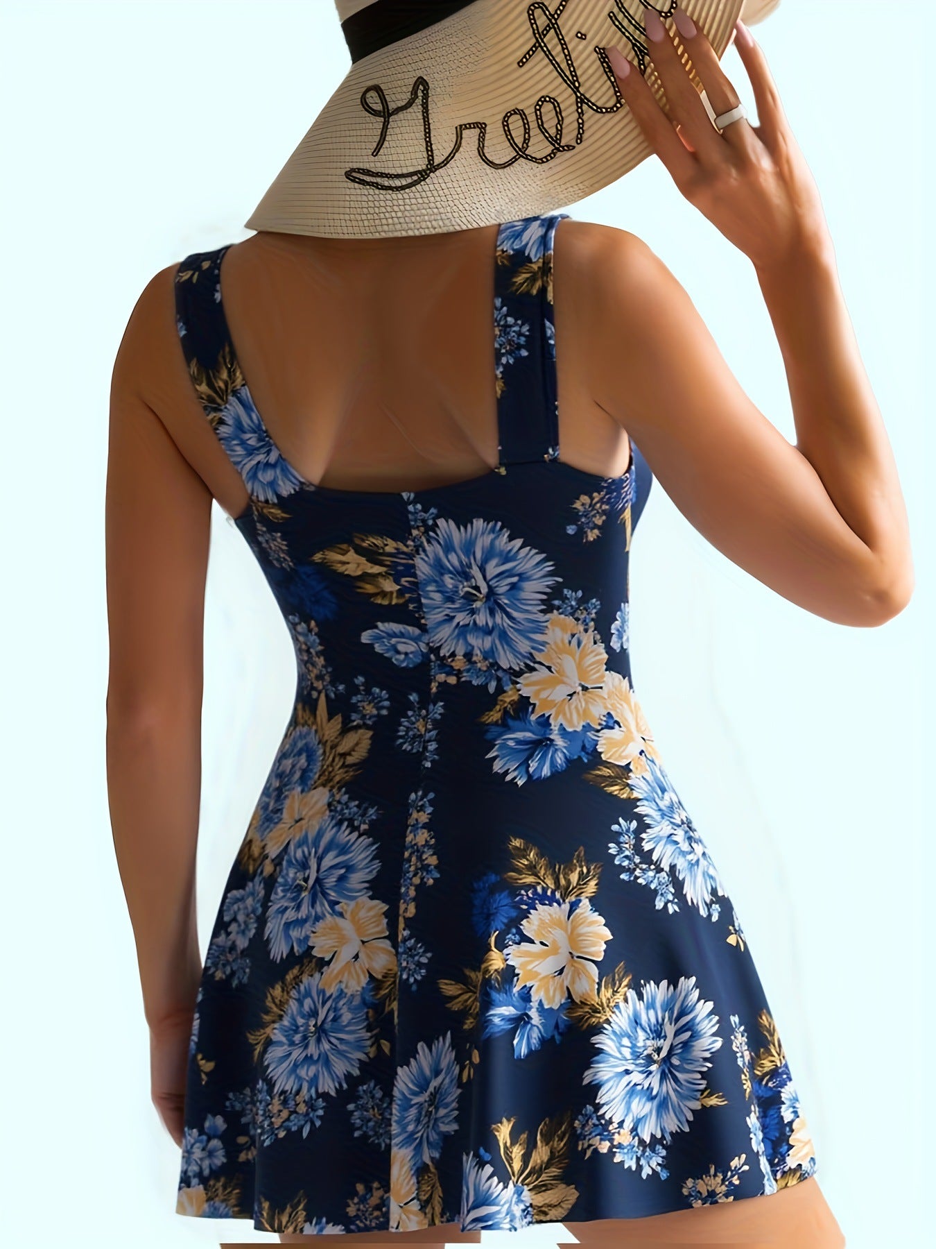 Floral Print Skirted Two-Piece Swimsuit | Modest Flattering Swimwear