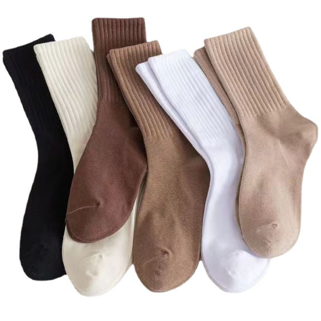 Solid Ribbed Crew Slouch Socks for Women | Fall Winter Casual