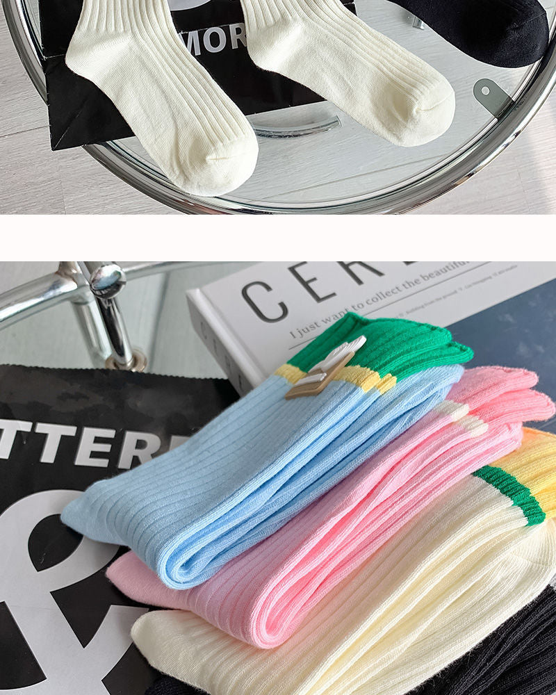 Trendy Colorblock Crew Socks for Women | Dopamine Style