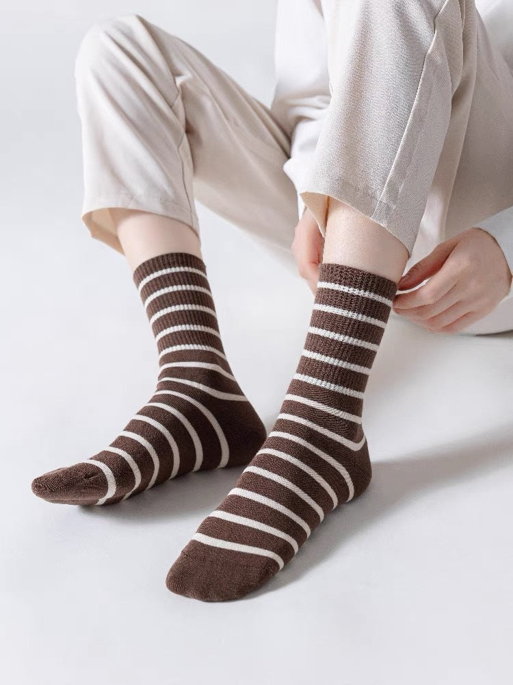 Striped Crew Socks for Women | Cotton Casual Athletic Mid-Calf Socks