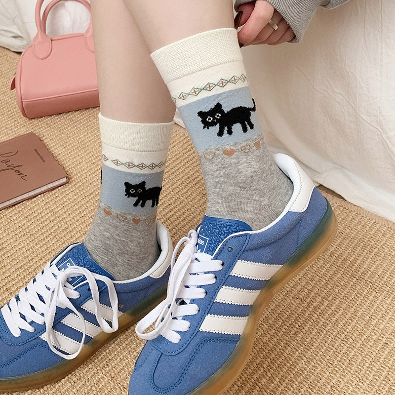 Cute Animal Print Crew Socks for Women | Retro Cotton Novelty Socks