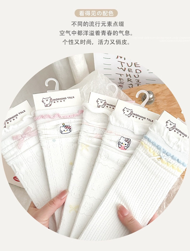 Cute Cotton Crew Socks for Women | Breathable Summer Mid-Calf Socks