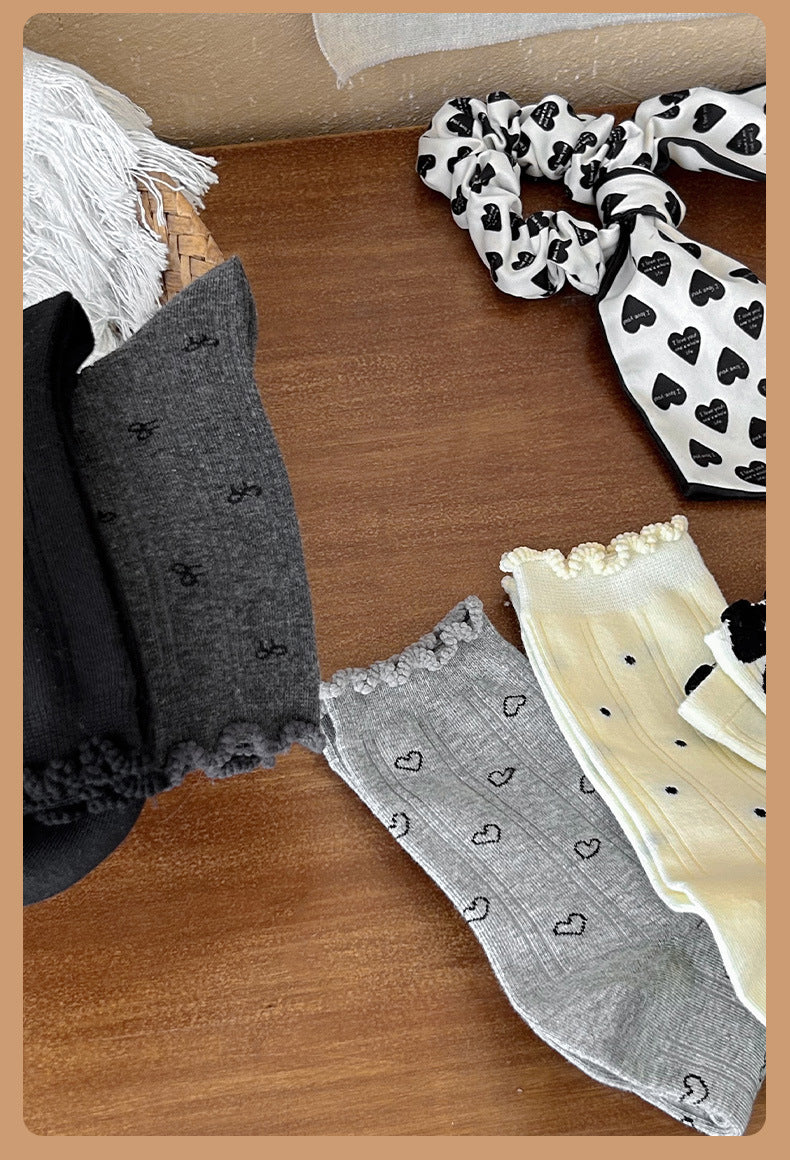 Cute Cotton Crew Socks for Women | Patterned Fall Winter Socks
