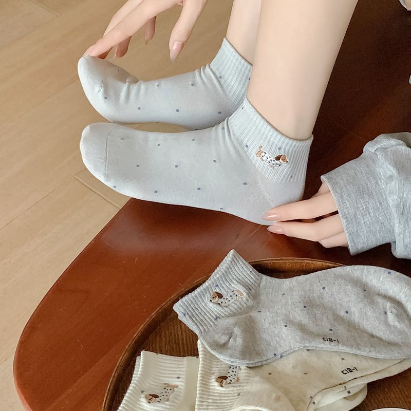 Cute Dachshund Dot Ankle Socks for Women | Breathable Summer Socks