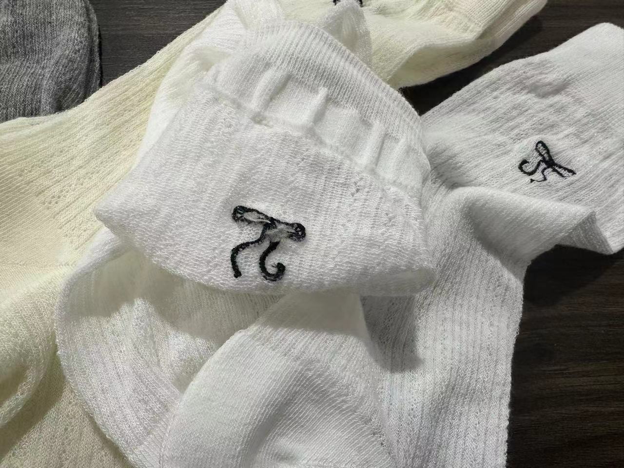 Thin Summer Ballet Bow Cotton Crew Socks for Women