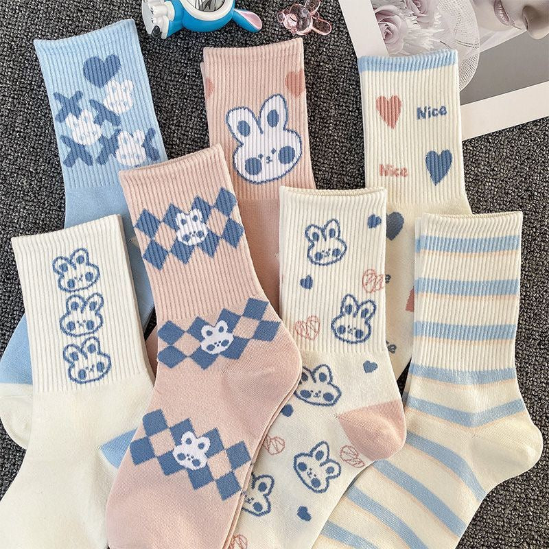 Cute Rabbit Cotton Crew Socks for Women | Casual Patterned Socks