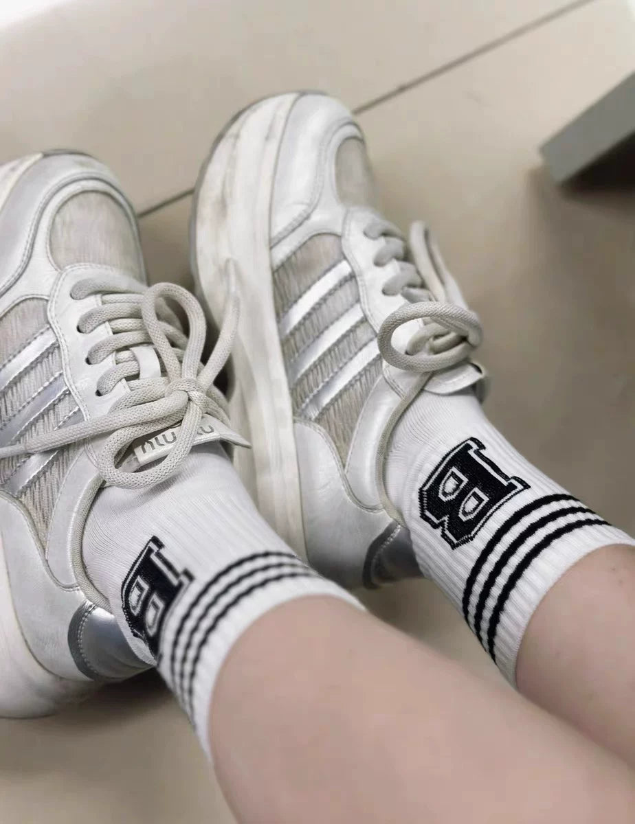 Crew Socks for Women | Black White Trendy Athletic Casual Socks