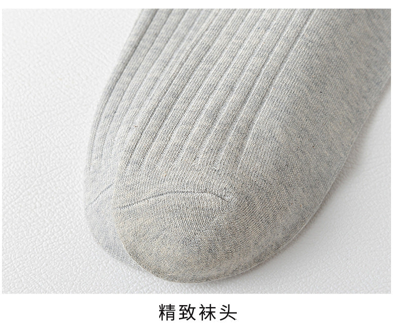Solid Cotton Crew Socks for Men | Breathable Work & Athletic Socks
