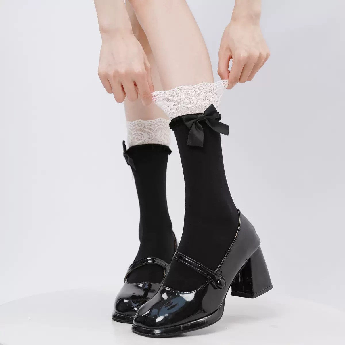Lace Bow Balletcore Socks for Women | Lightweight Sheer Summer Socks