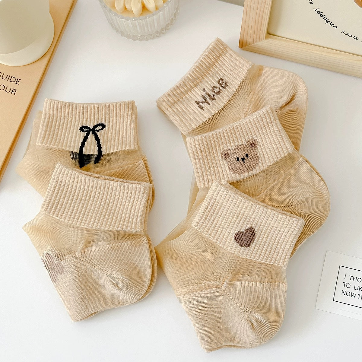 Cute Sheer Ankle Socks | Cotton Sole Summer Socks for Women