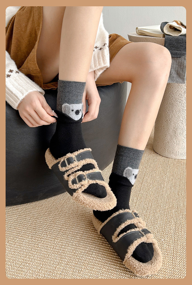 Cozy Cotton Cartoon Crew Socks for Women | Warm Winter Everyday Socks