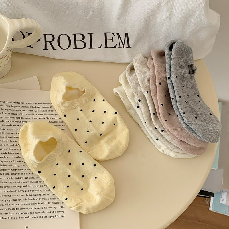 Polka Dot No Show Socks for Women | Breathable Cotton Low Cut