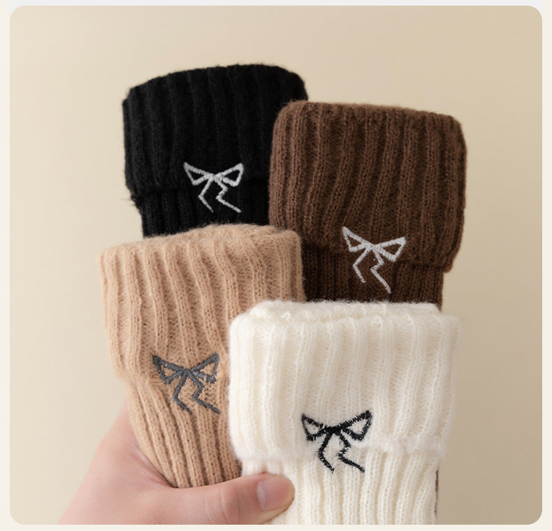 Cozy Bow Slouch Calf Socks | Warm Winter Leg Warmers for Women