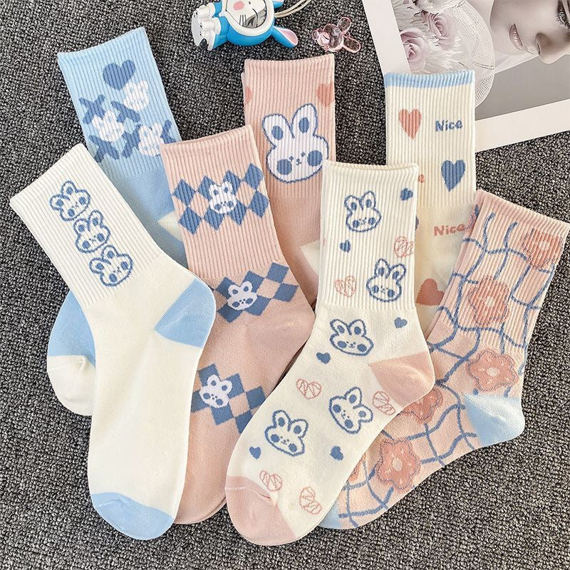Cute Rabbit Cotton Crew Socks for Women | Casual Patterned Socks