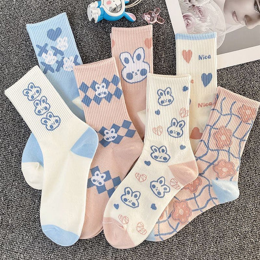 Cute Rabbit Cotton Crew Socks for Women | Casual Patterned Socks